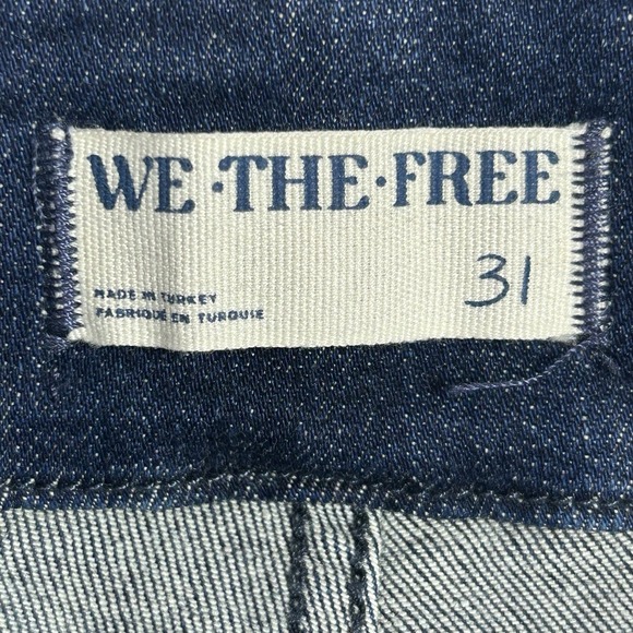 We The Free Women’s Jeans Size 31 Blue Denim Flare High Rise Patch Pockets - Picture 9 of 10